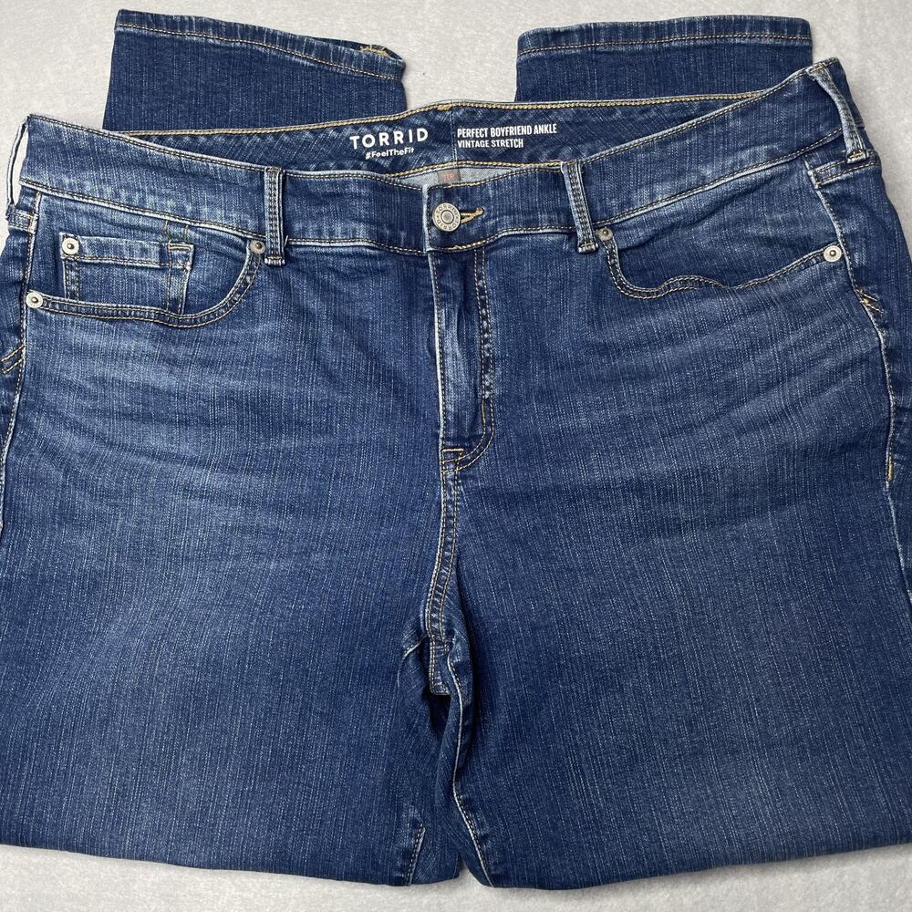 Torrid Perfect Boyfriend Jeans Womens 20R Blue Vintage Stretch Ankle Denim